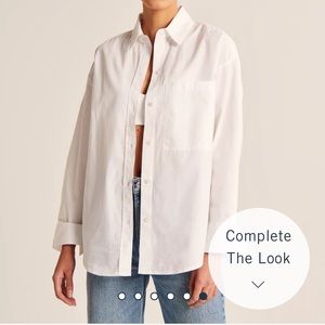 Abercrombie Oversized Poplin Button-up Shirt - size small in white